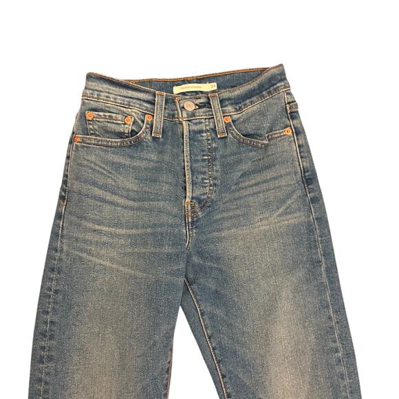 Levi’s Wedgie Straight Medium Wash Button Fly Jeans 24 - Picture 4 of 9